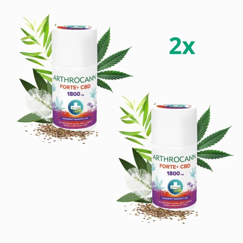 Annabis Zvýhodnený set: 2x ARTHROCANN konopný masážny gél FORTE+1800 mg CBD - 90 ml -