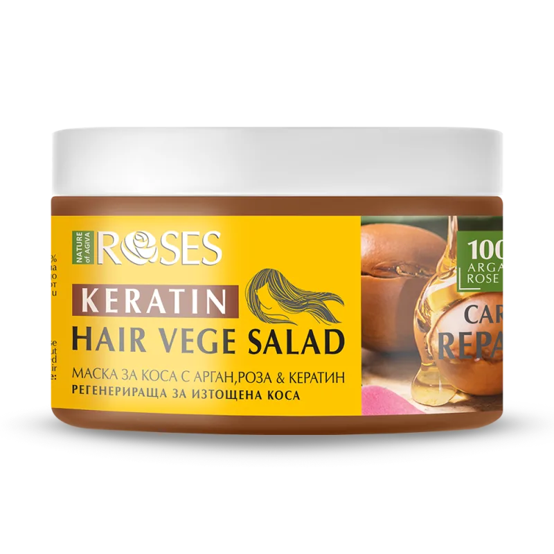 NATURE OF AGIVA Regeneračná maska na vlasy VEGE SALAD a argánom, ružou a keratínom 350 ml -