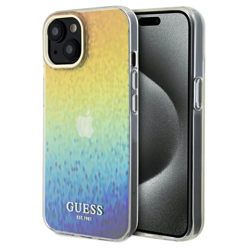 Guess IML Faceted Mirror Disco Iridescent puzdro pre iPhone 14 / 15 / 13 - viacfarebné