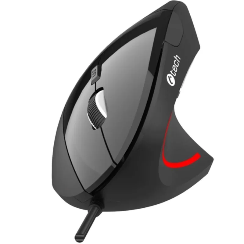 C-TECH myš VEM-09C, vertikální, 6 tlačítek, černá, USB VEM-09C
