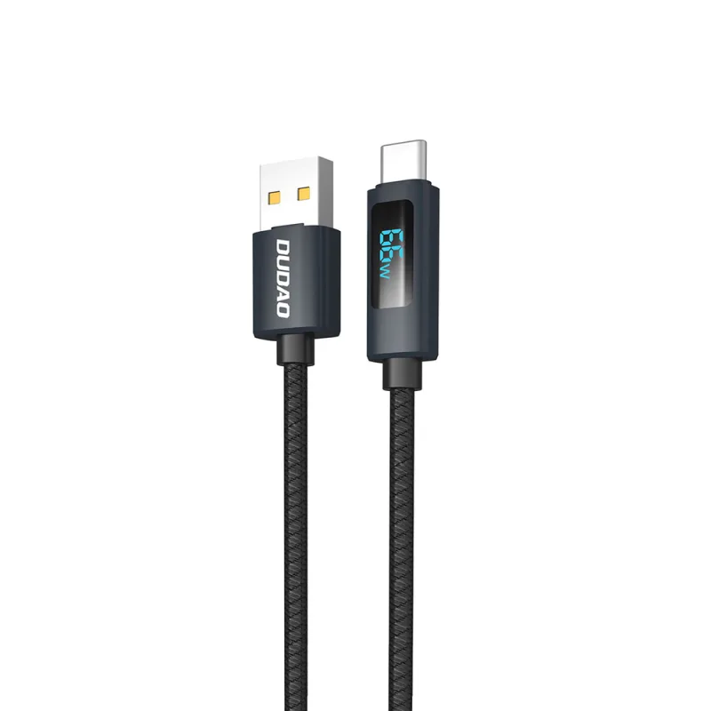 Dudao L7T USB-A - USB-C 66W Kábel s LED displejom 1m - Čierny