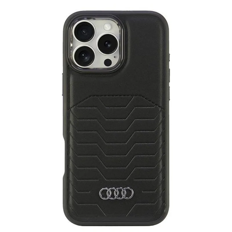 Audi Synthetic Leather MagSafe iPhone 16 Pro Max 6,9" čierno/čierne pevné puzdro AU-TPUPCMIP16PM-GT/D3-BK