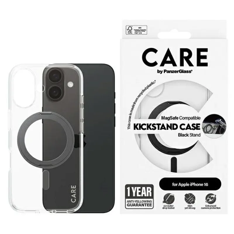 CARE by PanzerGlass Feature Kickstand Case iPhone 16 6,1" čierna/čierna MagSafe 1321