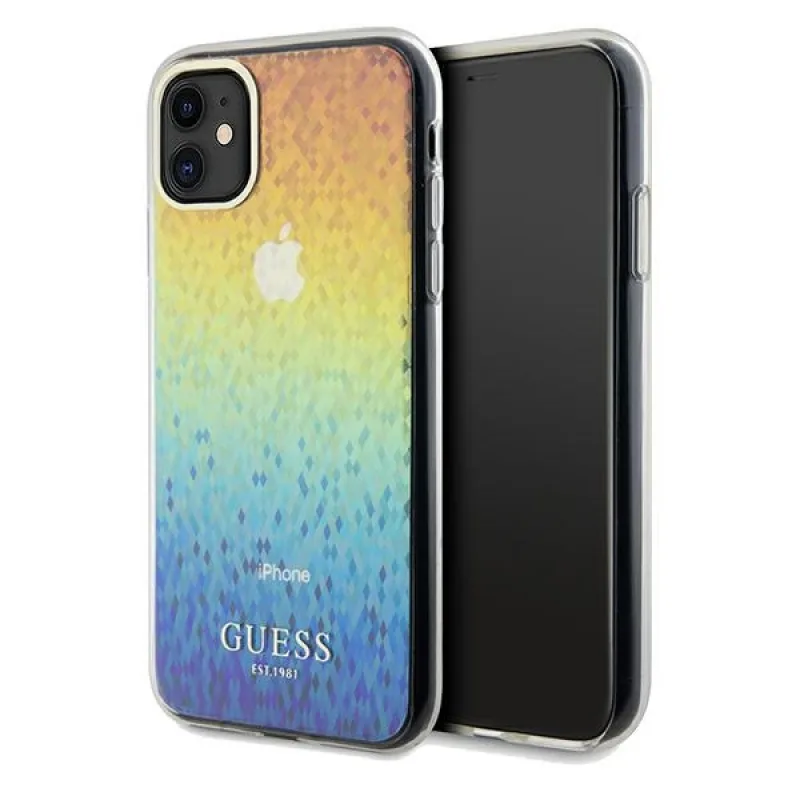 Guess IML Faceted Mirror Disco Iridescent puzdro pre iPhone 11 / Xr - viacfarebné