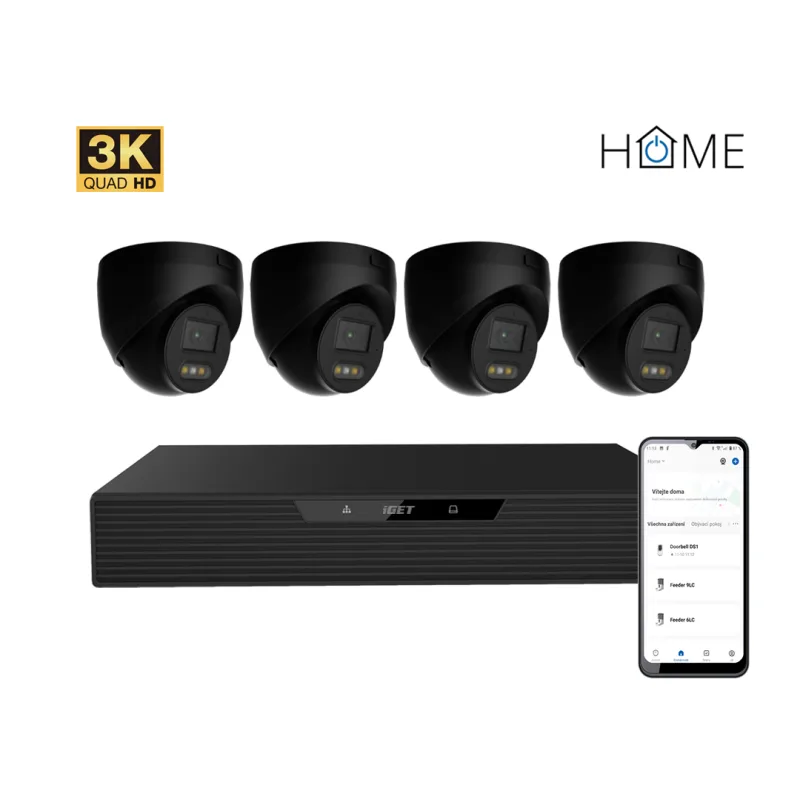 iGET HOME N85P4 - kamerový NVR PoE set 3K rozlíšenie, 8CH NVR + 4x kamera…