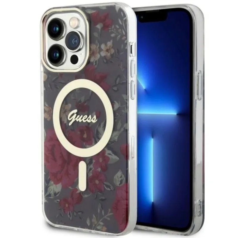 Guess GUHMP14XHCFWSA iPhone 14 Pro Max 6,7" zelený/khaki pevný obal Flower MagSafe