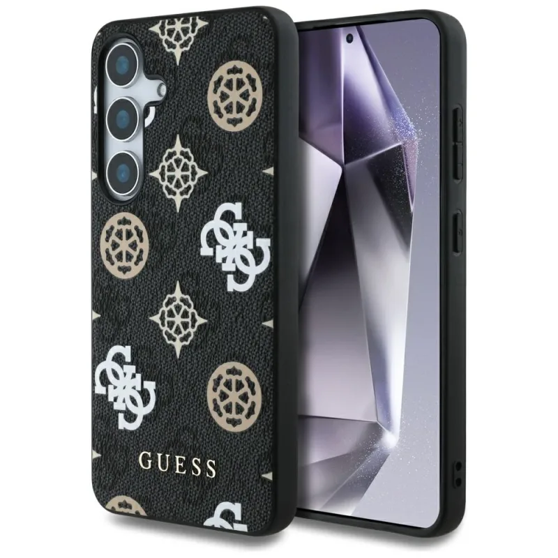Guess 4G Printed Colored Peony Pattern MagSafe puzdro pre Samsung Galaxy S25 black