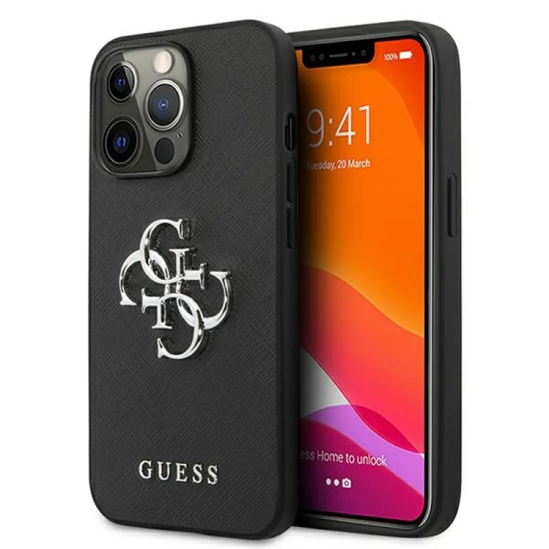 Puzdro Guess Saffiano 4G Metal Logo pre iPhone 13 Pro / 13 6,1" - čierne
