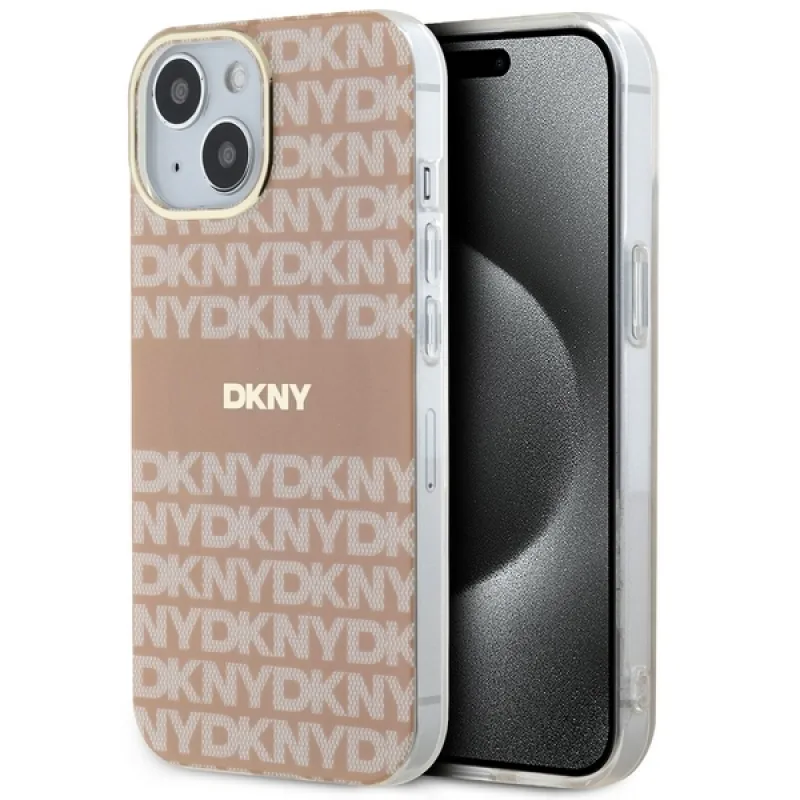 Puzdro DKNY IML Mono & Stripe MagSafe pre iPhone 15 / 14 / 13 - ružové