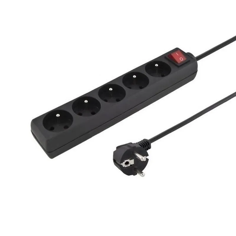 Konnoc DX-5FS 5m pětizásuvka s vypínačem ČERNÁ 434365,00