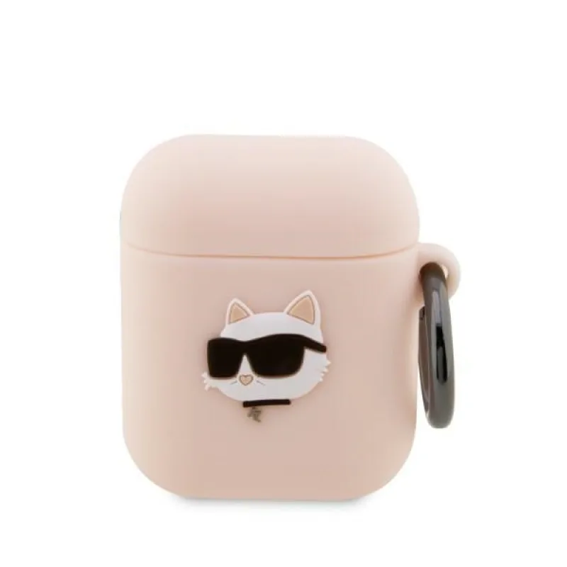 Karl Lagerfeld KLA2RUNCHP AirPods 1/2 kryt ružový/ružový Silikónová Choupette Head 3D