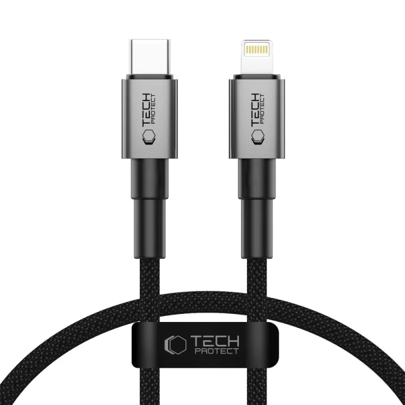 Kábel Tech-Protect Ultraboost DNA USB-C / Lightning PD27W/3A 25 cm - sivý