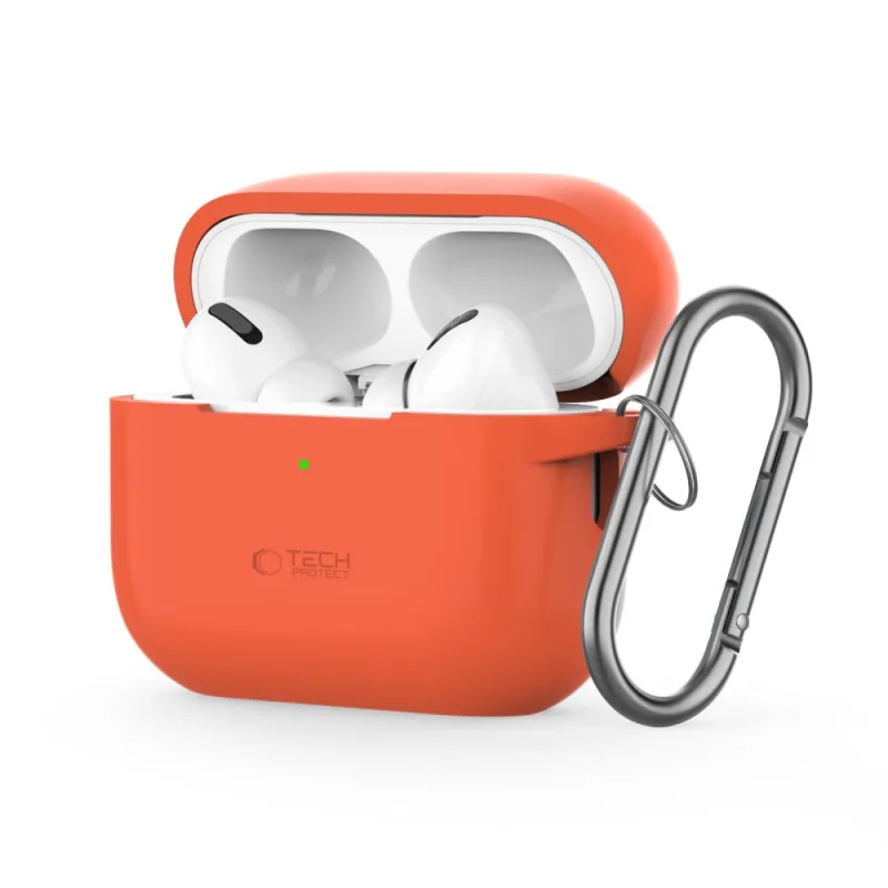 Silikónové háčikové puzdro Tech-Protect pre Apple AirPods Pro 1 / 2 - oranžové