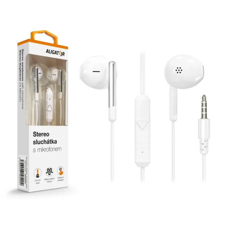 ALIGATOR AE008/ Stereo/ Jack/ Drôt/ Biela AE008WT