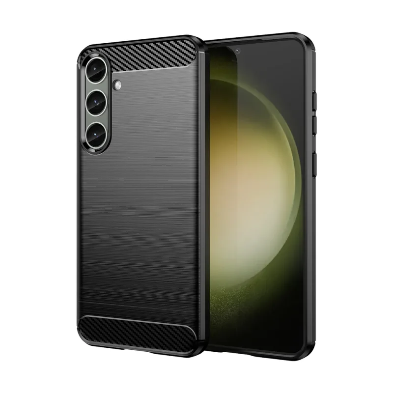 Puzdro na Carbon Case Samsung Galaxy S24+ flexibilný silikónový karbónový kryt - čierny