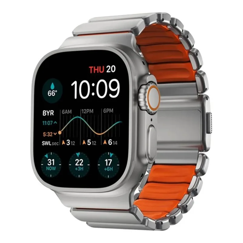 Nomad remienok Stratos pre Apple Watch 44-49mm - Ultra Orange/Natural…