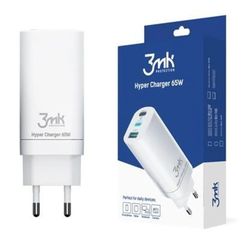 3mk síťová nabíječka - Hyper Charger 65W, bílá 5903108406147