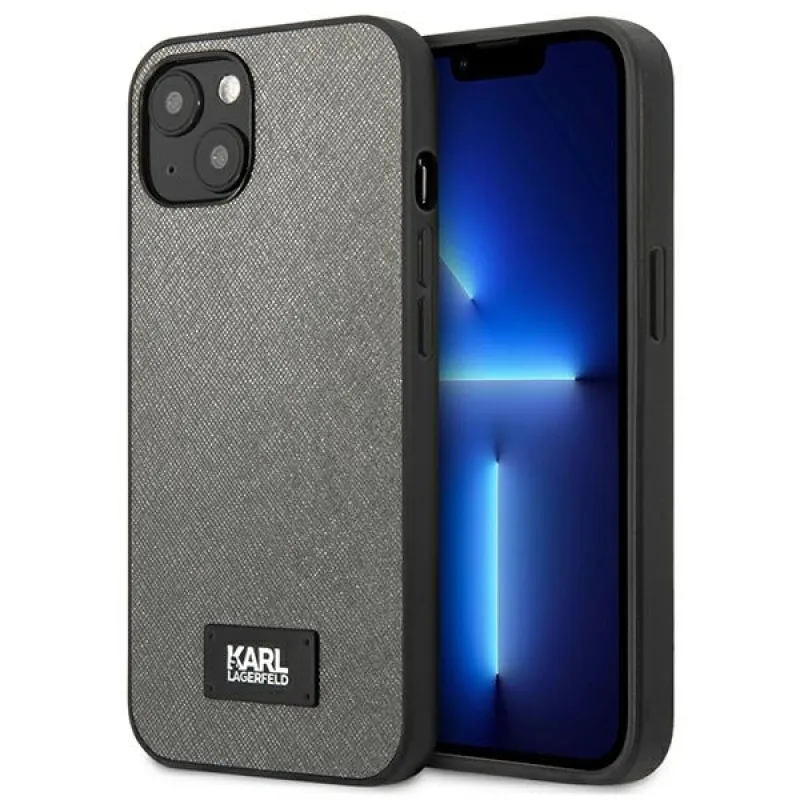Karl Lagerfeld KLHCP13SSFMP2DG pevné puzdro iPhone 13 mini 5,4 "strieborná/strieborná plaketa Saffiano