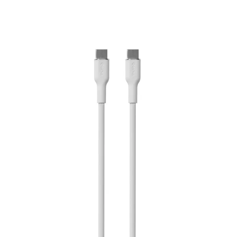 Puro Soft USB-C - USB-C 60W 1,5m silikónový kábel - biely