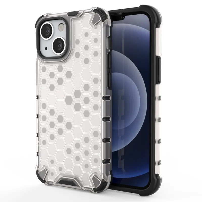 Pancierový kryt Honeycomb Case s TPU Bumper pre iPhone 13 mini priehľadný