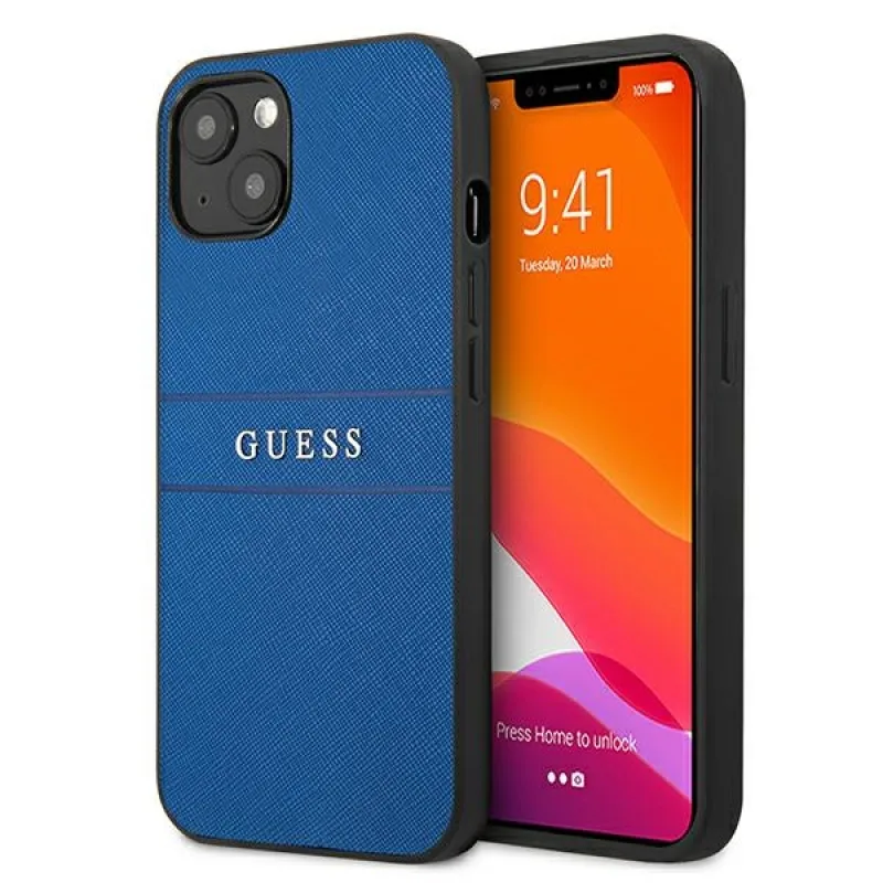 Guess Saffiano Strap Case pre iPhone 13 mini 5,4" - modrý