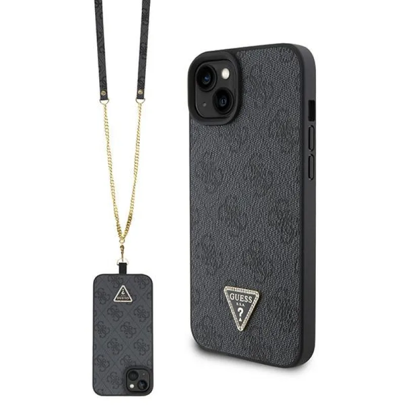 Guess GUHCP15MP4TDSCPK iPhone 15 Plus 6,7" čierno/čierne pevné puzdro Crossbody 4G kovové logo