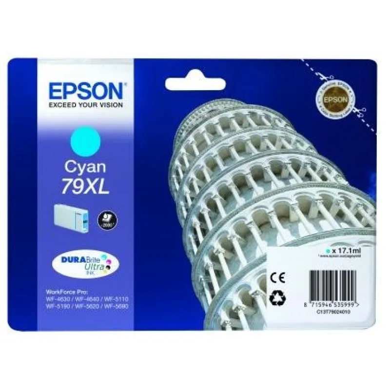 Atramentová kazeta EPSON série WF-5xxx "Pisa" 79 XL azurová (17, 1 ml)…