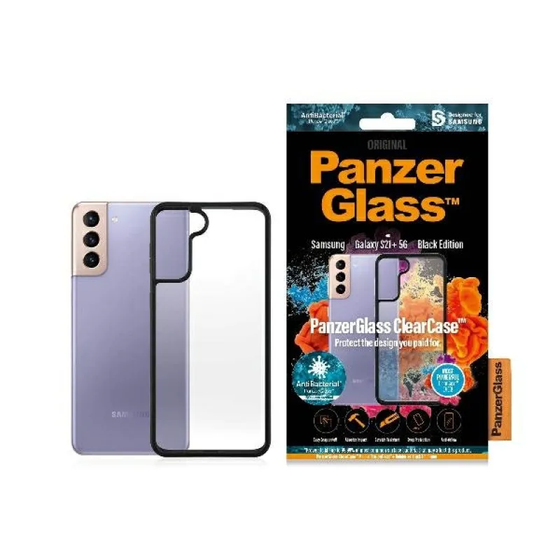 Puzdro PanzerGlass ClearCase pre Samsung Galaxy S21+ - priehľadné a čierne