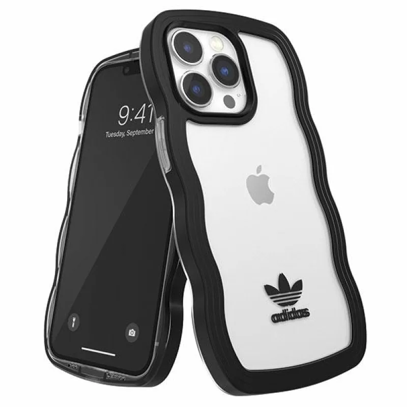 Adidas OR vlnité puzdro iPhone 13 Pro /13 6,1" čierne-transparentné/čierne-transparentné 51900