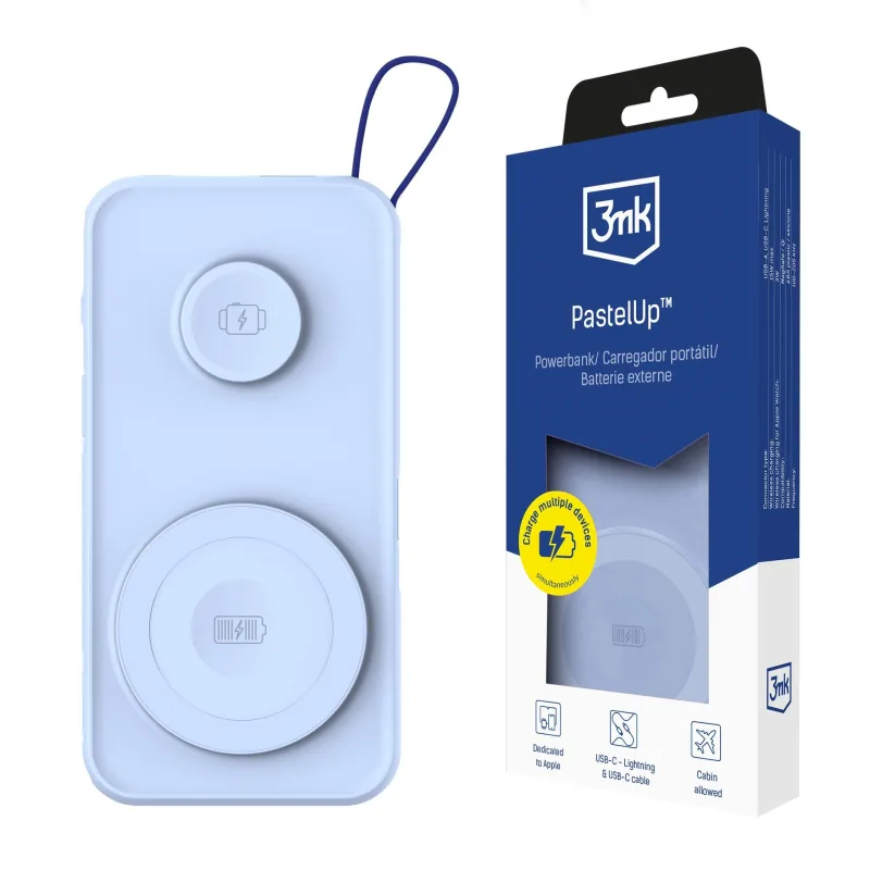 3mk PastelUp Powerbank 10, 000mAh 22.5W USB 1A1C - Blue 5903108583237