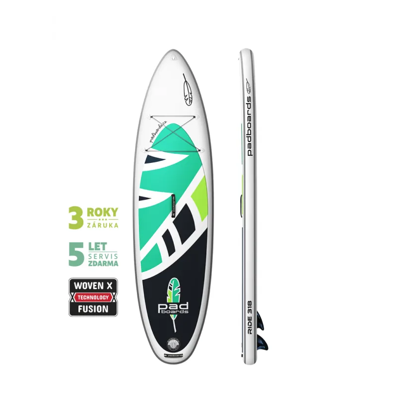 PADBOARDS RIDE 318 WOVEN X 10"5 Zelená - set s batohom a pumpou…