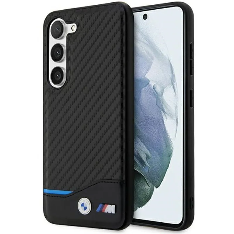 Kožené puzdro BMW Carbon pre Samsung Galaxy S23+ - čierne