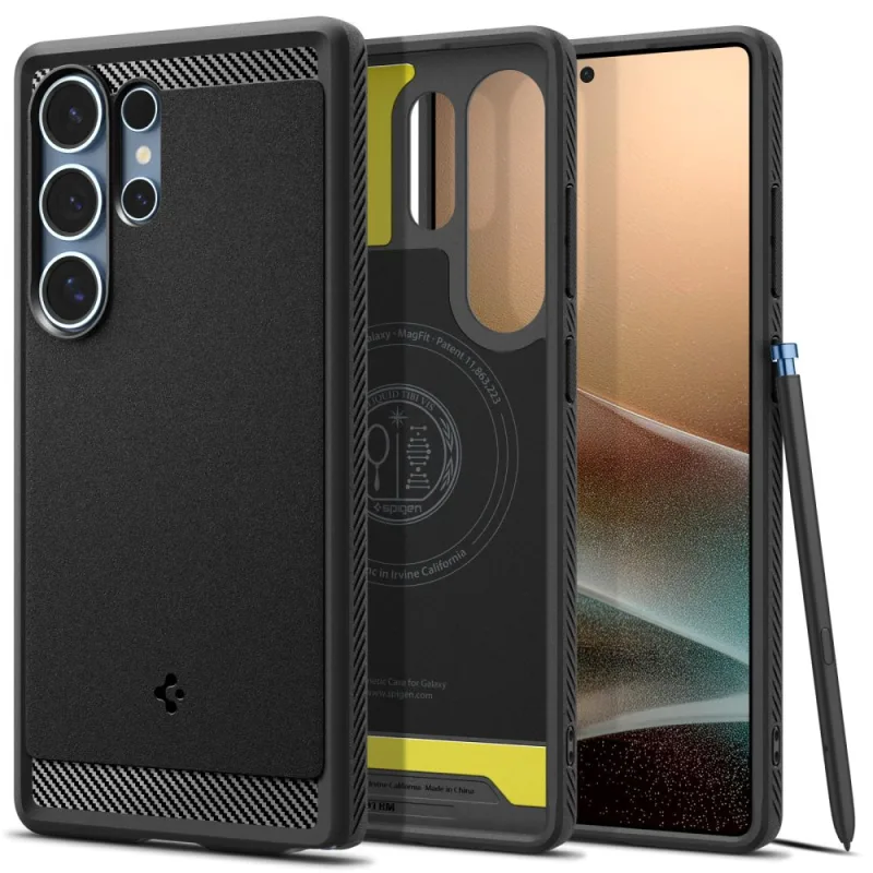 Puzdro Spigen Rugged Armor Mag pre Samsung Galaxy S25 Ultra – čierne