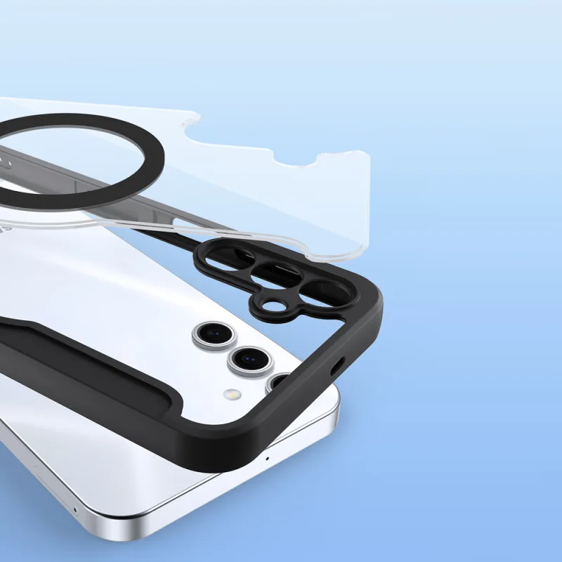 Puzdro Dux Ducis Skin X Pro pre Samsung Galaxy S25+ s MagSafe a peňaženkou - čierne