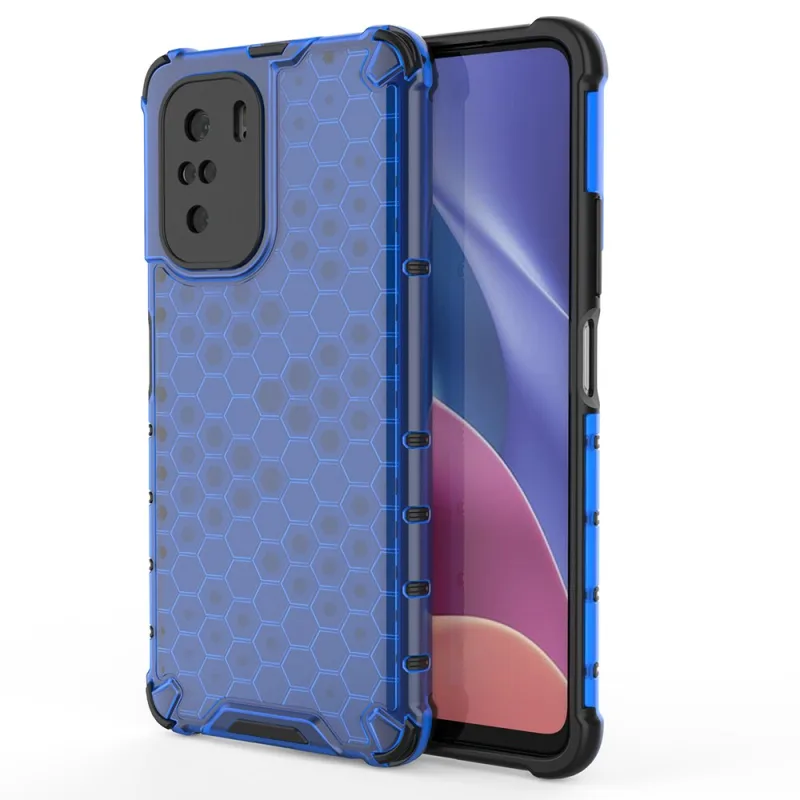Pancierový kryt Honeycomb Case s TPU nárazníkom pre Xiaomi Redmi K40 Pro+ / K40 Pro / K40 / Poco F3 modrý