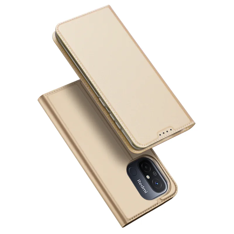 Puzdro Dux Ducis Skin Pro pre Xiaomi Redmi 11A / Poco C55 / Redmi 12C Cover Flip Card Wallet Stand Gold
