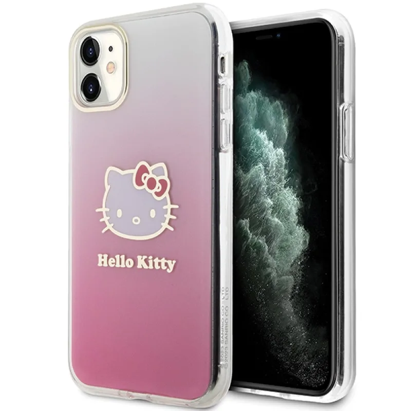 Puzdro na hlavu Hello Kitty IML Gradient Electrop Kitty pre iPhone 11 / Xr - ružové