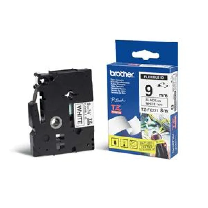 TZE-FX221, biela/ čierna, 9 mm, s flexibilnou páskou TZEFX221