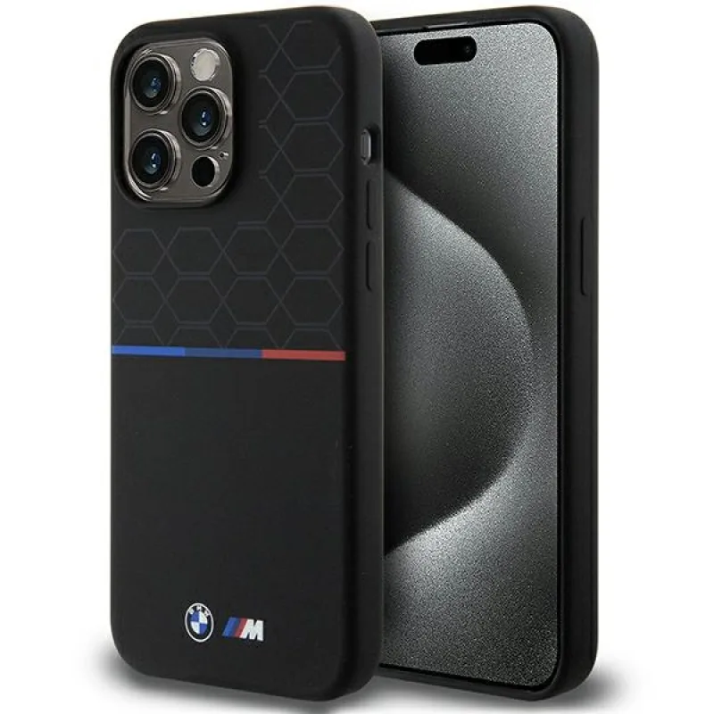 BMW M Silicone Pattern MagSafe obal pre iPhone 15 Pro Max - čierny