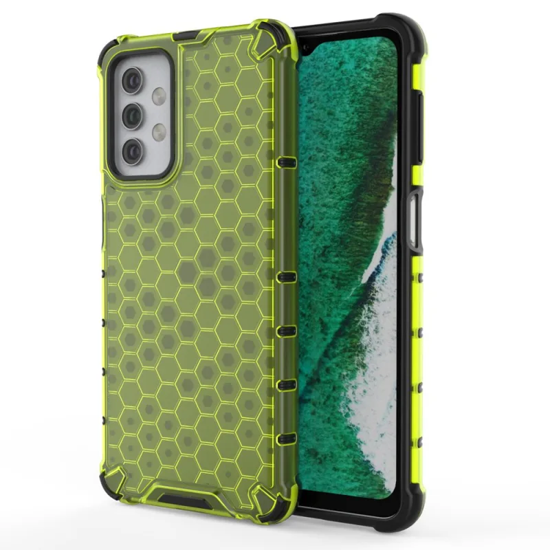 Pancierový kryt Honeycomb Case s TPU Bumper pre Samsung Galaxy A32 5G zelený