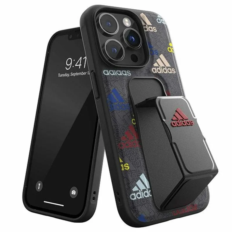 Puzdro Adidas SP Grip na iPhone 14 Pro čierne/čierne/farebné 50251