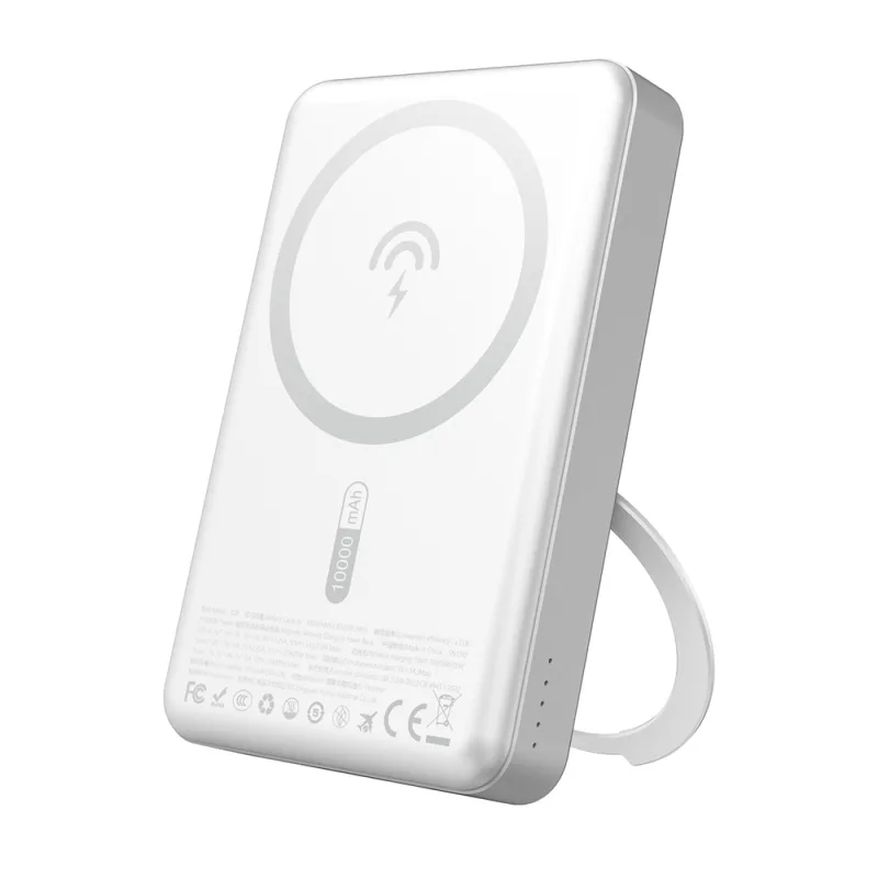 Dudao K28 10000mAh PD 22,5W MagSafe Powerbanka s kovovým puzdrom a stojanom na prstene – strieborná