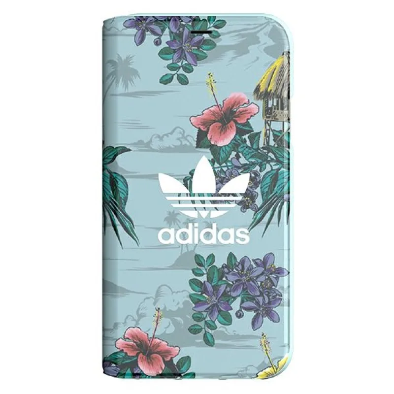 Kvetinové puzdro Adidas Booklet Case na iPhone X / XS - šedé