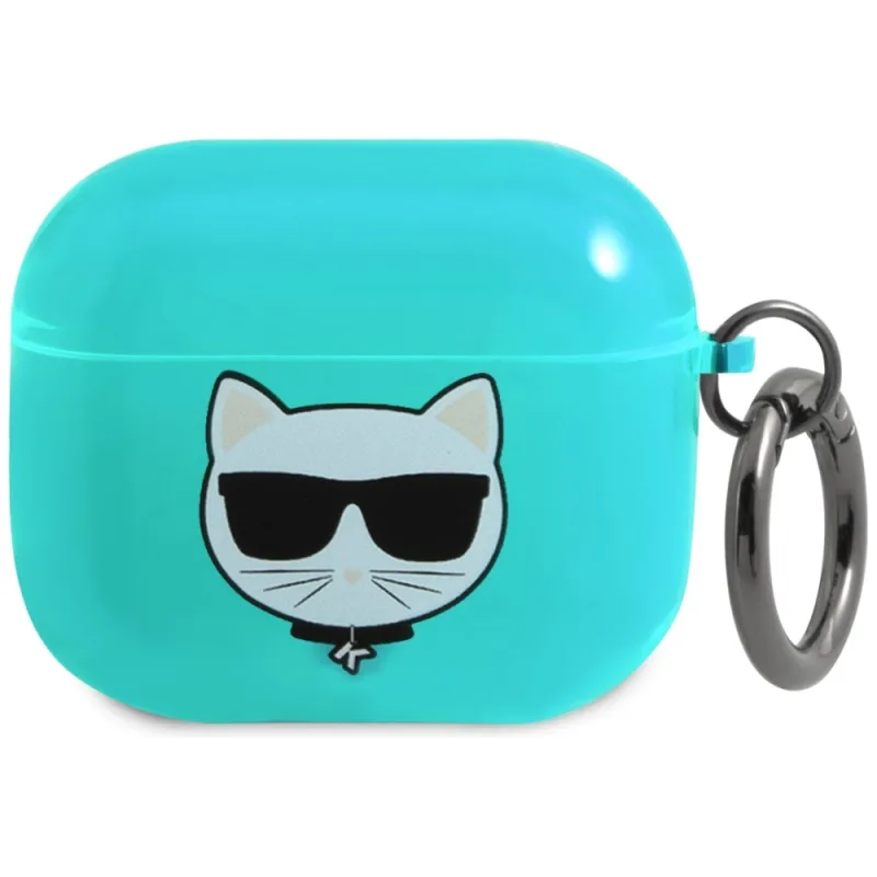 Puzdro Karl Lagerfeld Choupette pre AirPods 3 – modré