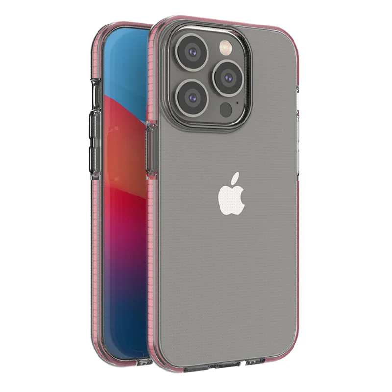 Silikónový obal Spring Case pre iPhone 14 Pro s rámom svetloružový