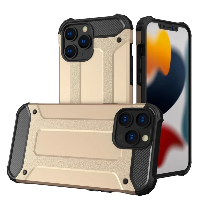 Pevný odolný kryt Hybrid Armor Case pre iPhone 13 Pro zlatý