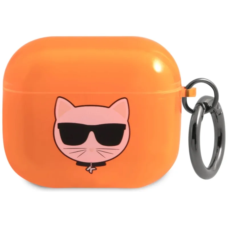 Karl Lagerfeld Choupette puzdro pre AirPods 3 - oranžové