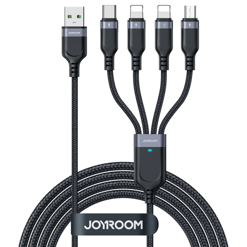 Rad Joyroom Multi-Use Series S-A18 4v1 USB-A - USB-C / Lightning / Lightning / micro USB kábel 1,2 m - čierny