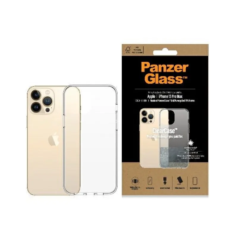 Antibakteriálne puzdro PanzerGlass ClearCase s certifikáciou Military Grade pre iPhone 13 Pro Max - priehľadné