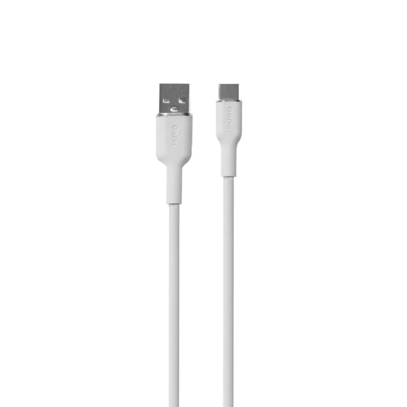 Puro Soft USB-A - USB-C kábel 1,5 m - biely